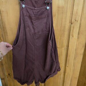 ​ROXY Cotton Twill Shortalls - Earthy Plum/Burgundy Overalls - Women's